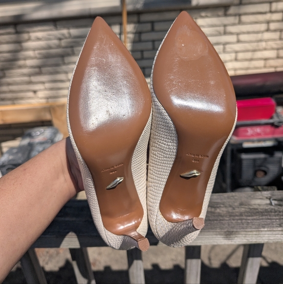 Diane Von Furstenberg White Bethany Lizard effect Leather Heels in Size 10 - Picture 6 of 6